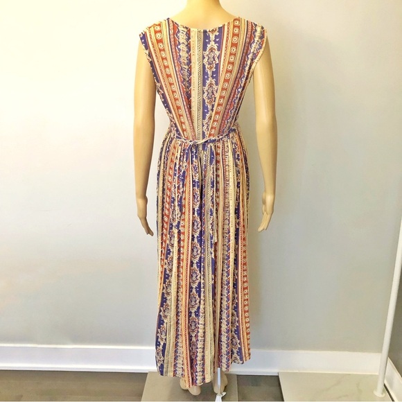 Vintage Rear Boho Pattern Hippie Floral Cottagecore Colorful Festival Maxi Dress - Picture 5 of 13